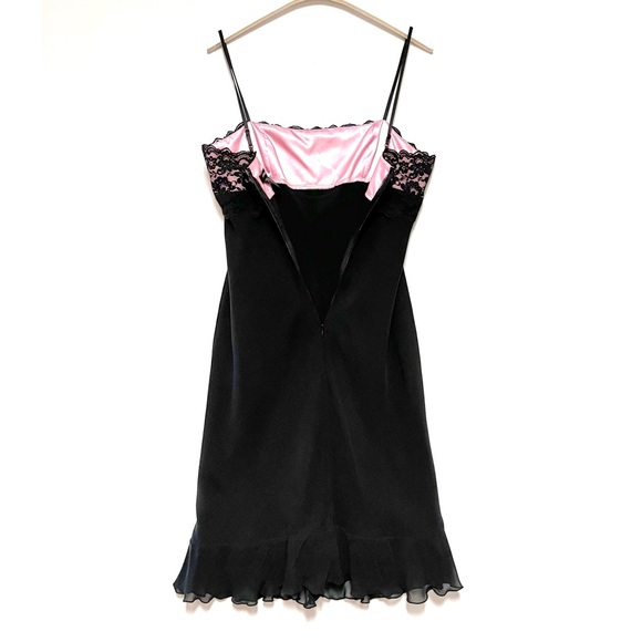 Vintage Express Silk Slip Dress Womens SZ 12 Lace Ruffle Whimsygoth Fairy Grunge - Picture 4 of 15